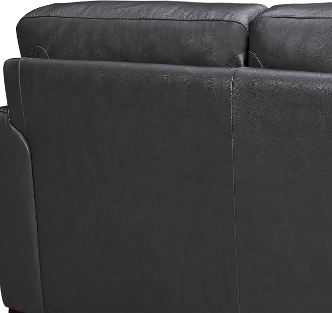 Armen Living Bergen 87" Pewter Genuine Leather Square Arm Sofa