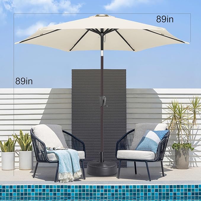 7.5FT Outdoor Patio Umbrella - Table Umbrella Waterprool UV Protection, Sombrillas de Patio with Push Button Tilt, Sun Umbrella for Pool, Porch, Garden, Deck, Backyard (Ivory)