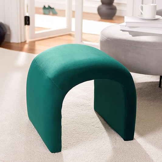 Safavieh Home Collection Kibo Modern Waterfall Emerald Velvet Ottoman (Fully Assembled)