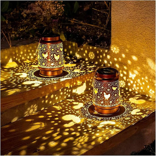 Chicken Solar Lanterns Outdoor Waterproof Hanging Solar Lights Chicken Gifts for Women Men Metal Decorative LED Lanterns for Garden Decor,Yard,Patio,Lawn,Pathway,Landscape