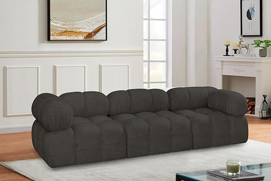 Meridian Furniture 611Brown-S102A Ames Collection Modern | Contemporary Modular Sofa with Rich Brown Boucle Fabric, Modular to Create Infinite Configurations, 102" W x 34" D x 28" H, Brown