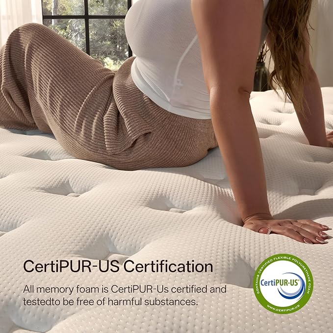 Full Size Mattress 12 Inch,Medium Plush Hybrid with Memory Foam& Individually Wrapped Pocket Coils for Support,CertiPUR-US Certified,Fiberglass-Free