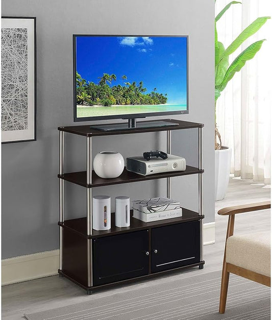 Convenience Concepts Designs2Go Highboy TV Stand with Storage Cabinets and Shelves for TVs up to 40 Inches, Espresso