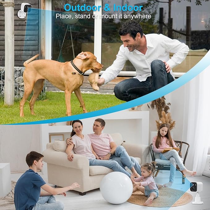 Security Cameras Wireless Outdoor, Battery Powered WiFi Camera for Home Security, 2K Color Night Vision, AI Motion Detection, IP65 Waterproof, 2-Way Audio, Spotlight & Siren, Cloud/SD Storage