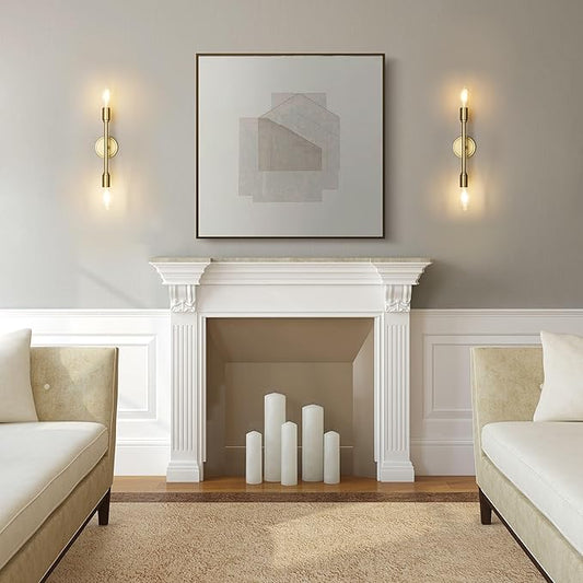 Phansthy Wall Sconces Set of Two, Modern Sconces Wall Lighting Fixtures, 2-Light Bathroom Light Over Mirror, Indoor Ceiling Light/Wall Light for Bedroom, Living Room (Antique 2 Pack)