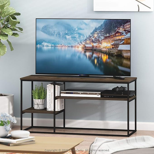 FURINNO Moretti Modern Lifestyle TV Stand, Columbia Walnut