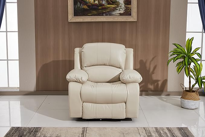 Betsy Furniture Power Reclining Bonded Leather Living Room Set (Beige, Power Recliner)