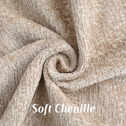 FUTEI Oatmeal Chenille Throw Pillow Covers 26x26 Inch Set of 2,Soft Cozy Bound Edge Design Euro Pillow Sham,Home Decor for Couch Bed Living Room