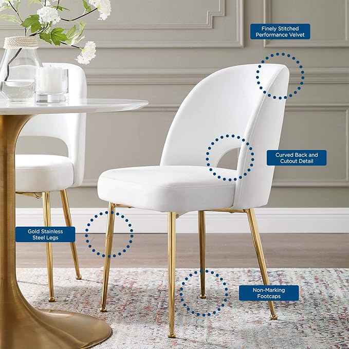 Modway Rouse Performance Velvet Dining Side Chair in White