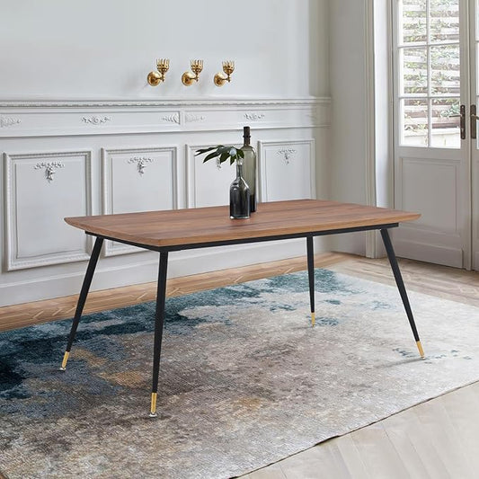 Messina Modern Walnut and Metal Dining Room Table