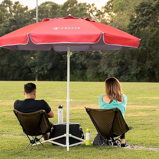 AMMSUN Shade Umbrella, Premium Portable Umbrella with Stand, 6.5ft Lightweight Free Standing Canopy for Sporting Games, Adjustable Instant Sun Protection and Easy to Carry, Pink