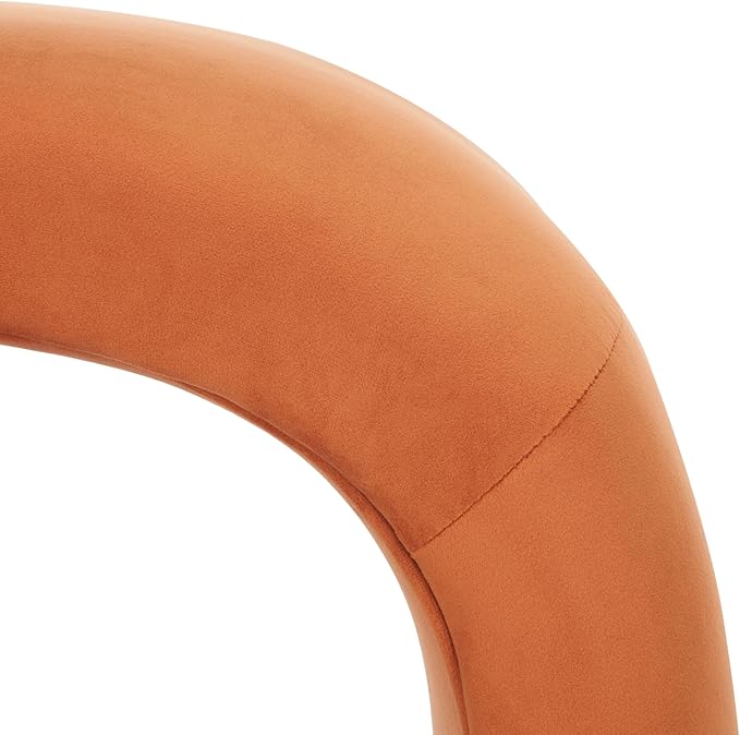 SAFAVIEH Home Collection Kibo Rust Velvet Curved Waterfall Ottoman Foot Stool (Fully Assembled)