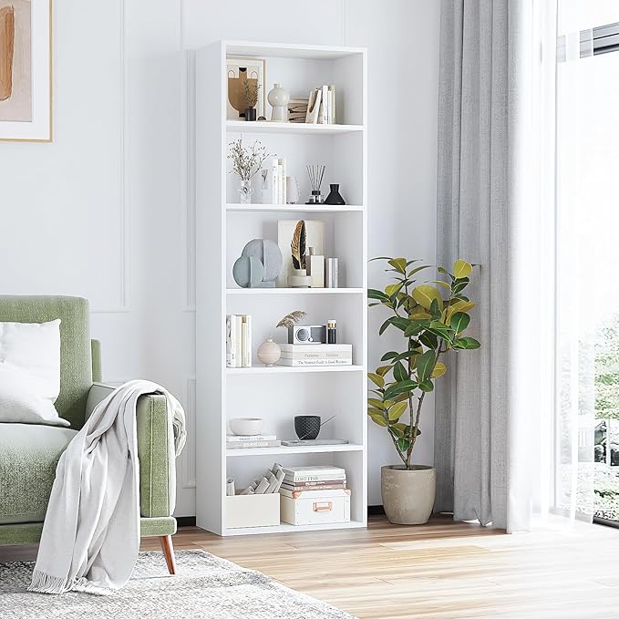71.5" Tall Bookshelves and Bookcases Set of 2, 6 Tier Display Storage Shelves Home Decor Furniture for Home Office, Living Room, Bed Room