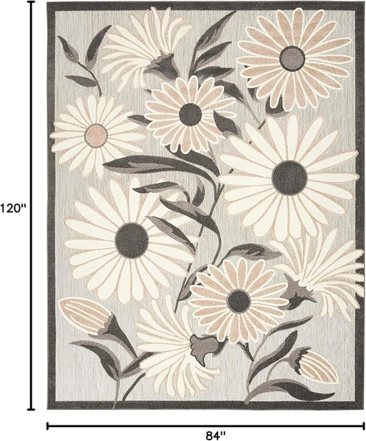Nourison Home Aloha Beige 7' x 10' Area Rug - Easy Clean, Non Shedding, Bed Room, Living Room, Dining Room, Kitchen (7' x 10')