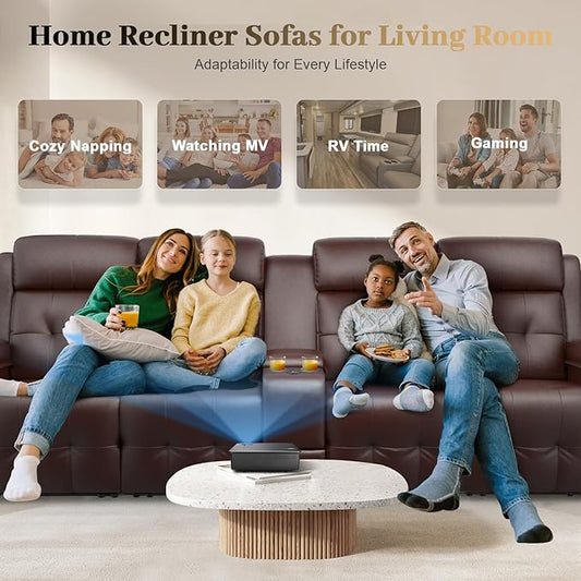 Recliner Sofa, Massage Reclining Sofa 4 Seater Sets Heavy Weight Capacity, RV Loveseat Couch Clearance with Console, USB, Type C Port, Storage, Cup Holders, Wall Hugger Chair for Living Room