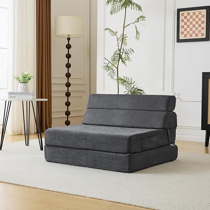 Folding Sofa Bed Foldable Mattress Luxury Miss Fabric, Folding Sleeper Chair Tatami Sofa Bed Floor Mattress Floor Couch, Fold Out Chair Bed Couch Futon Mattress for Guest Room, Living Room