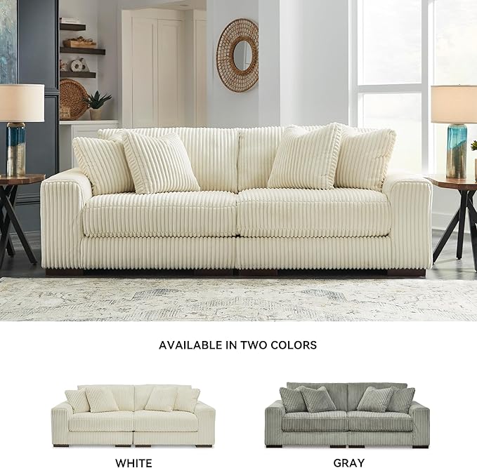Signature Design by Ashley Lindyn Contemporary 2-Piece Sofa with Reversible Cushions, White