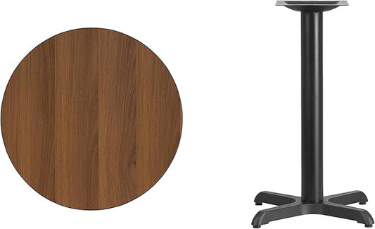 Flash Furniture 24'' Round Walnut Laminate Table Top with 22'' x 22'' Table Height Base