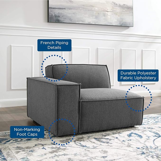 Modway EEI-3870-CHA Restore Right-Arm Sectional Sofa Chair, Charcoal
