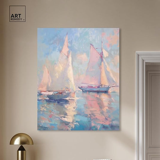 Art Remedy Set Sail Gallery Wrapped Sailing 1 Piece Canvas Wall Art, 36" x 45", Gallery Wrapped