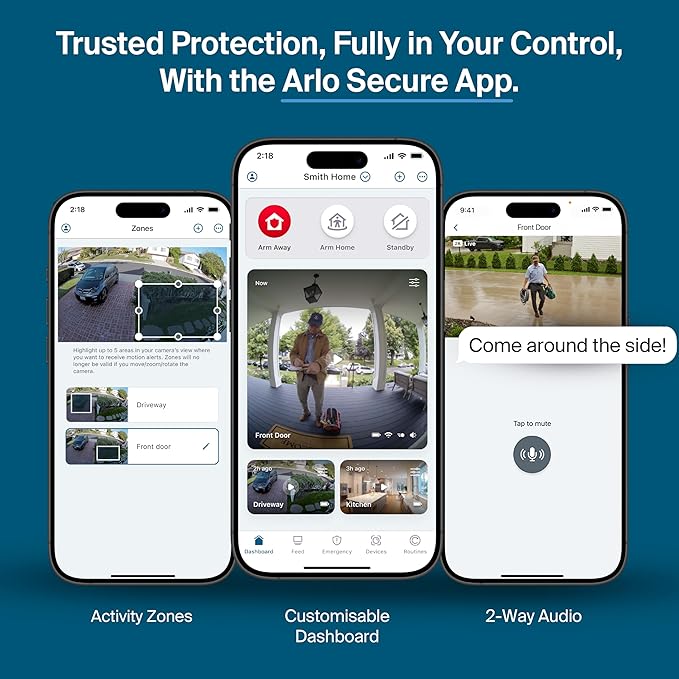Arlo Pro Security Camera 2K HDR (6th Gen, 2025 Release) 3 Cam + 3 Solar Panels + 6 Months of Secure Plus Plan - Wireless Outdoor Camera, Battery Power, Person, Vehicle & Animal Detection, White