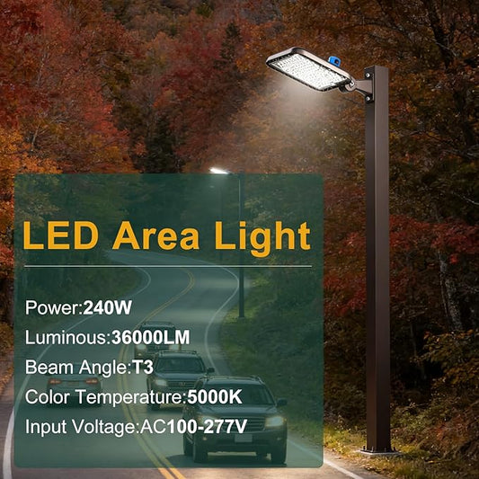 4Pack 240W LED Parking Lot Light 36000lm(150LM/W) Arm Mount LED Pole Lights Outdoor IP65 Waterproof 5000K Commercial LED Area Security Light with Smart Photocell for Roadways,Yard,Stadium