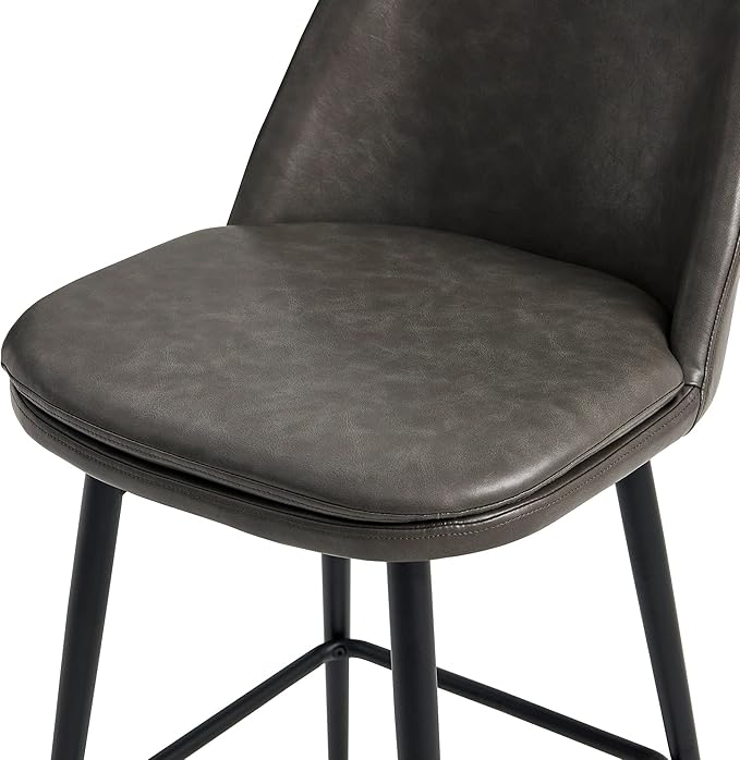 CHITA Swivel Bar Stools, 27.2" Counter Height Bar Stools Set of 3, FSC Certified Upholstered Modern Counter Stools, Metal Legs, Faux Leather, Grey