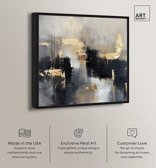 Art Remedy Daring Canvas Colorful Abstract Wall Art, Black Frame, 20" x 20"