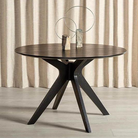 SAFAVIEH Couture Collection – Carolee Black 46-Inch Round Dining Table, Farmhouse Dining Table for Kitchen or Dining Room, Seats Up to 4 (SFV2134B)