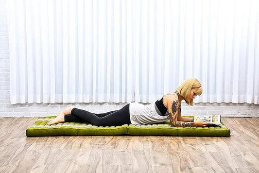 Leewadee Trifold Mattress Standard – Comfortable Thai Massage Pad, Foldable Floor Mattress Filled with Kapok, Perfect to Use as a Sleeping Mat 79 x 28 inches, Green