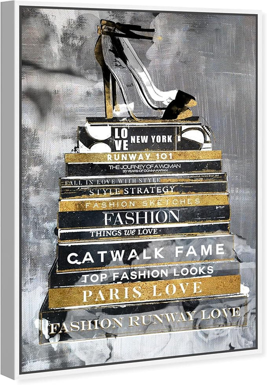 The Oliver Gal Artist Co. Fashion and Glam Wall Art Framed Canvas Prints 'Fashion Thoughts Noir Classic' Shoes