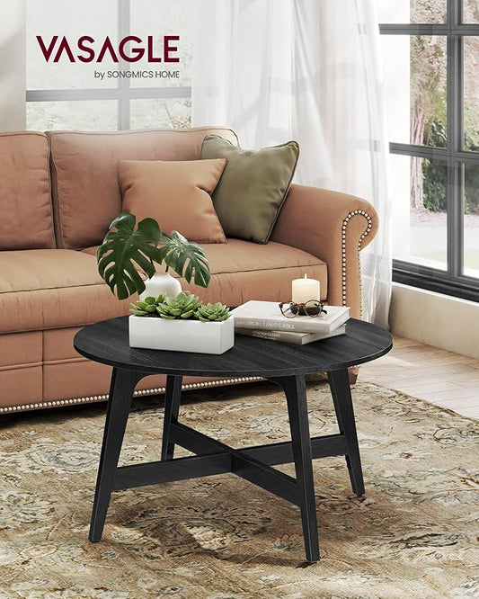 VASAGLE MAEZO Collection - Round Coffee Table, 31.5-Inch Center Table, Tapered Legs, Curved Transitions, Easy to Assemble, for Living Room, Charcoal Gray ULCT251BA01S