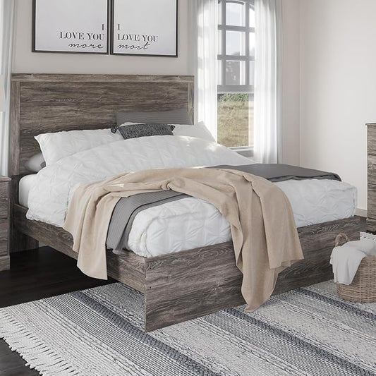 Signature Design by Ashley Ralinksi Vintage Queen Panel Bed with Metal Slats, Foundation or Box Spring Needed, Gray