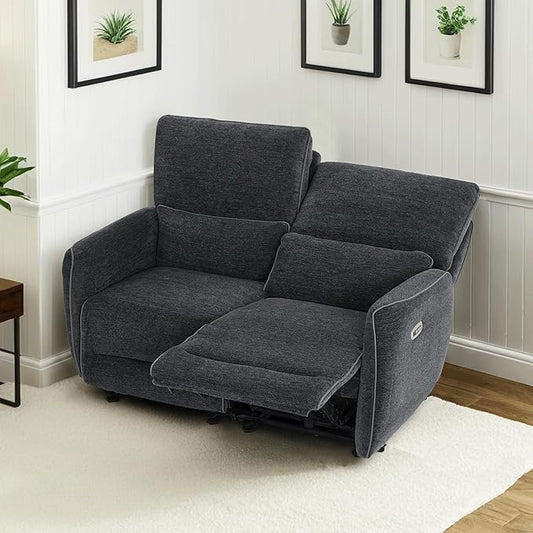 MCombo 60" Wall Hugger Power Loveseat Recliner Sofa with Adjustable Headrest, RV Reclining Loveseat with USB and Type C Charge Ports for Living Room 6924 (Dark Grey, Loveseat)