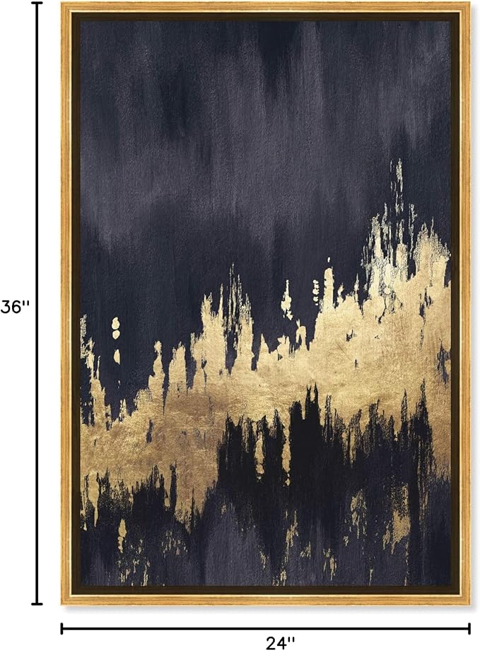 The Oliver Gal Artist Co. Modern 36 in x 24 in, Late Night Sky, Canvas Wall Art, Living Room, Black