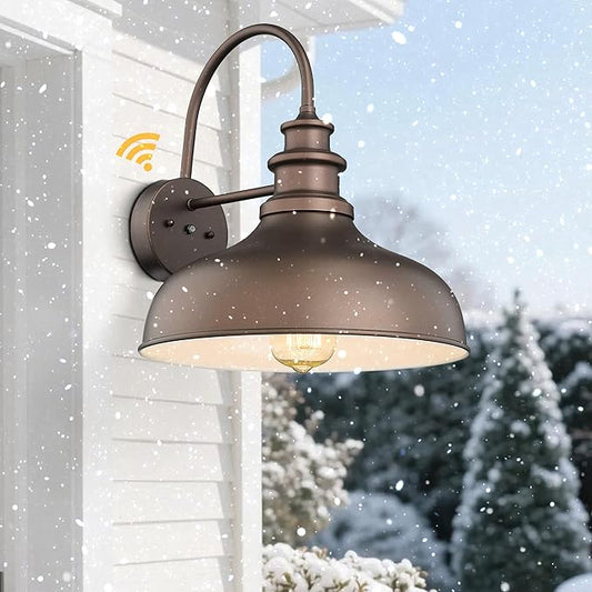 Bestshared 11.5”Dusk to Dawn Sensor Farmhouse Barn Light, Outdoor Wall Sconce, Outdoor Wall Lantern for Porch, Exterior Light Fixtures Porch Lights (Orb+White, 4 Pack)