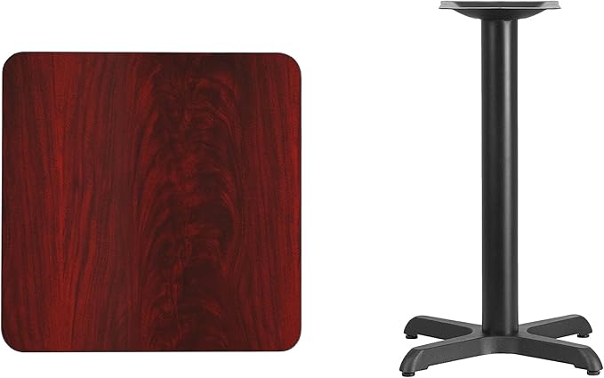 Flash Furniture Graniss 24'' Square Mahogany Laminate Table Top with 22'' x 22'' Table Height Base