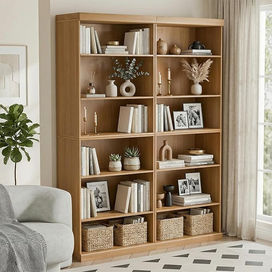 Casaphoria 6 Tier Wooden Bookshelf, 82" H Tall Book Shelf with Adjustable Shelves, Wide Bookshelf with 16" Deep Storage Space for Living Room,Bedroom & Home Office