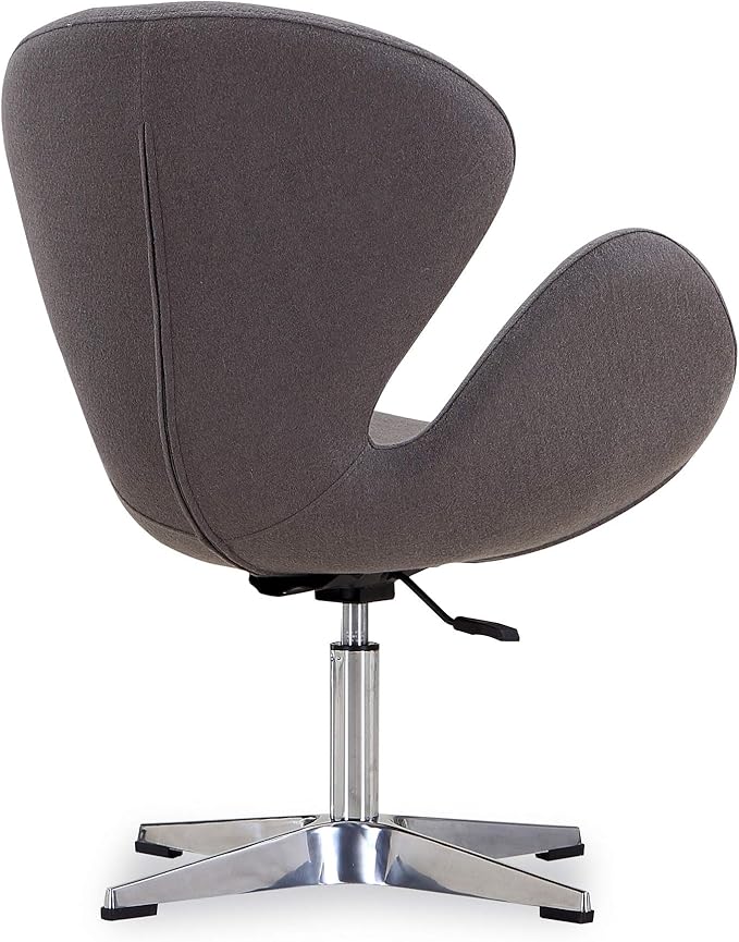 Manhattan Comfort Raspberry Adjustable Swivel Accent Chair with 360° Turn, Polished Chrome Base, Modern Retro Design, Versatile Seat Ideal for Any Room, Set of 2, Grey