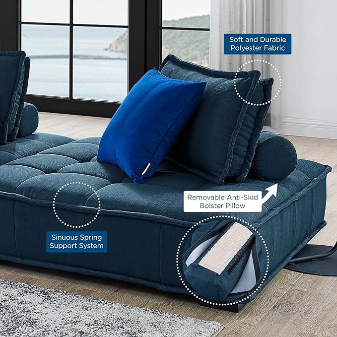 Modway Saunter, 5-Piece Sectional Sofa, Azure