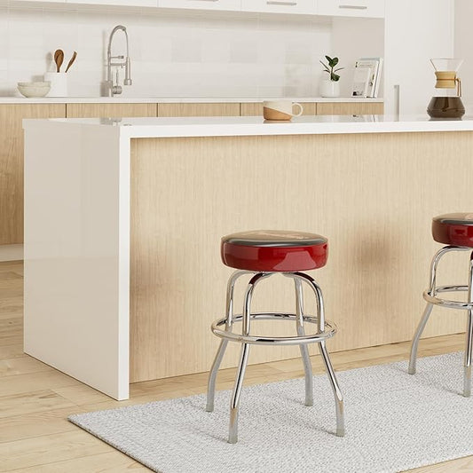 Fender Red Sparkle Logo Swivel Barstool, Great Gifts for Dad, with 1 Year Limited Warranty, Simple Assembly, Black/Black, 24"