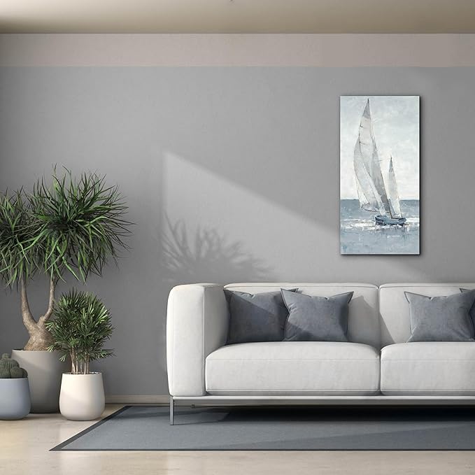 Epic Graffiti "Grey Seas I by Ethan Harper, Canvas Wall Art, 20"x40"