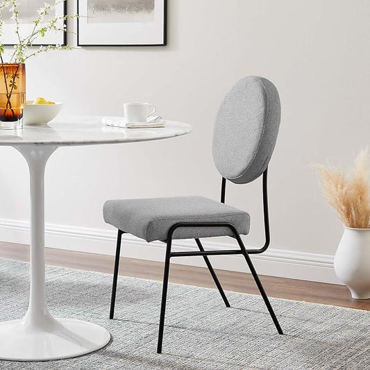 Modway Craft Fabric Upholstered Side Dining Chair in Black Light Gray
