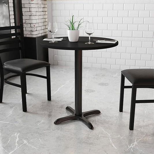 Flash Furniture Stiles 30'' Round Black Laminate Table Top with 22'' x 22'' Table Height Base