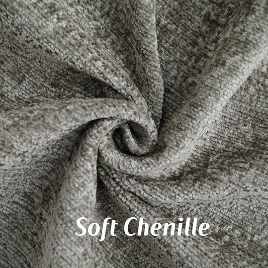 FUTEI Grey Chenille Throw Pillow Covers 24x24 Inch Set of 2,Soft Cozy Bound Edge Design European Cushion Cover,Home Decor for Couch Bed Living Room