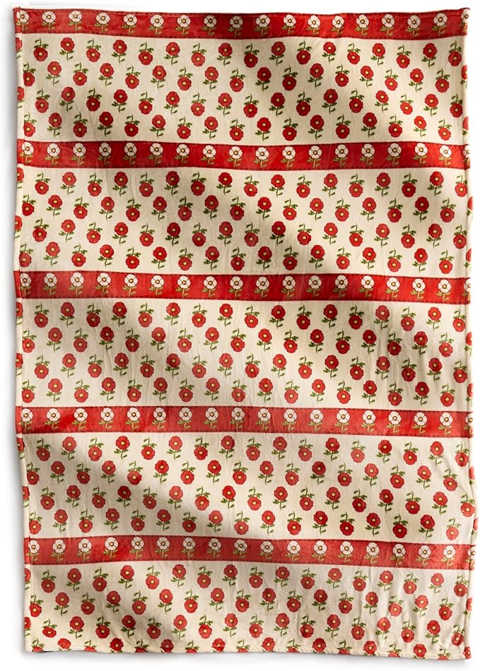 Oversized Throw, Tiny Poppies Stripe, One Size