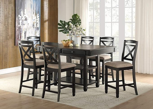 Homelegance 60" x 42" Two-Tone Counter Height Dining Table, Black/Natural