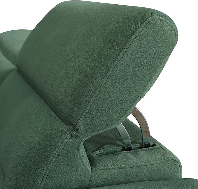 Power Reclining Sectional Sofa Set with USB Ports & Adjustable Headrest, 5-Seater L-Shaped Flannel Recliner Sectional Couch for Living Room,Green