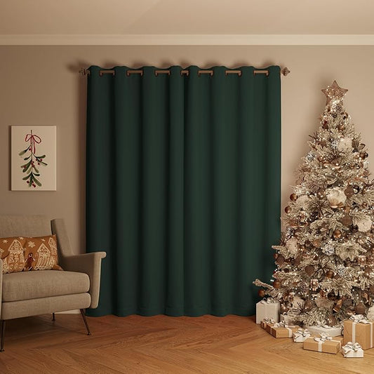 Sun Zero Nordic 2-Pack Theater Grade Noise Reducing Extreme 100% Blackout Grommet Curtain Panel Pair, 52" x 84", Evergreen