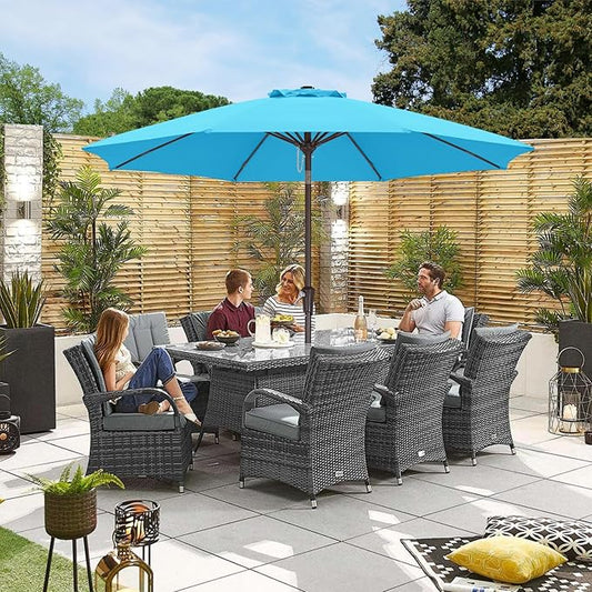 ABCCANOPY 10FT Patio Umbrella, Outdoor Windproof Table Umbrella with Push Button Tilt and Crank for Garden, Lawn, Deck & Backyard (Turquoise)